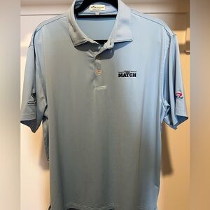 Peter Millar Light Blue 'The Match' Short Sleeve Golf Polo